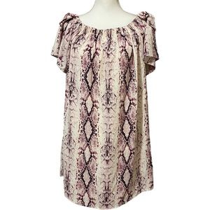 She + Sky Women’s Medium Off The Shoulder Reptile Snake Bows Elastic Lined‎